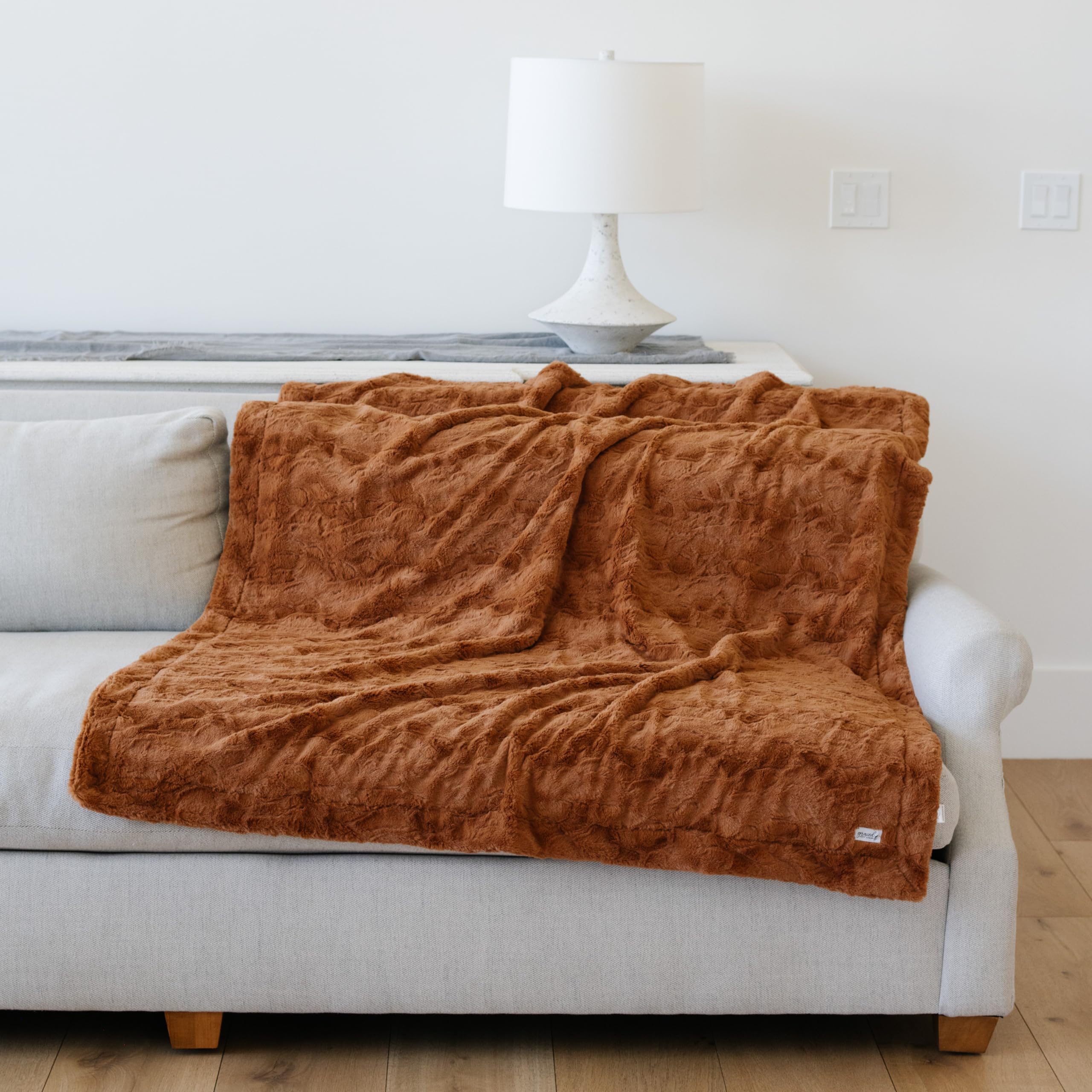 Faux Fur Throw Blanket 50"x60" – Camel